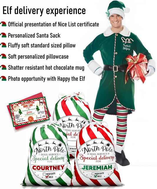 🌟 "Enchanting Elf Delivery: Santa Sack with Personalized Pillow & Nice List Certificate!" 🎅✨